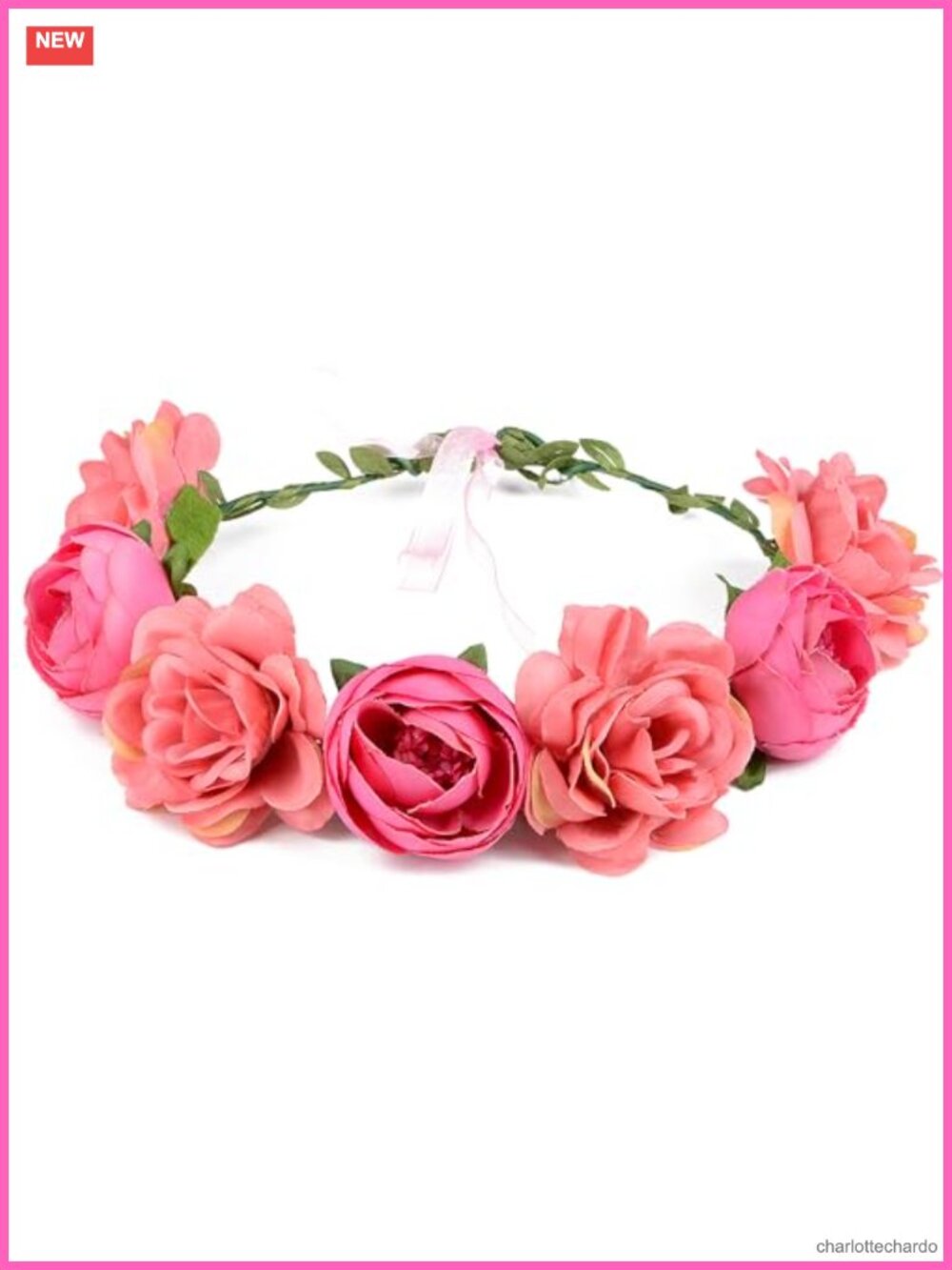 Silk Rose Peony Flower Crown Headband Floral Hair Wreath